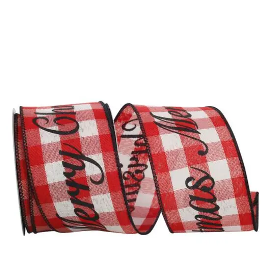 JAM Paper 2.5" x 10yd. Wired Merry Christmas Celine Plaid Ribbon {1}