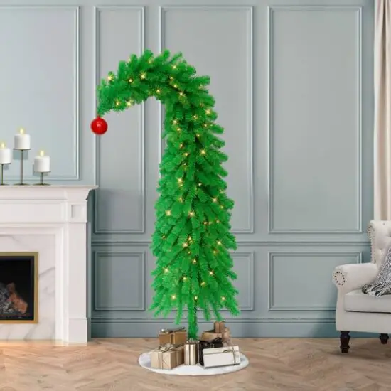 6ft. Pre-Lit Whimsical Artificial Wrapped Christmas Tree, Clear Lights {4}