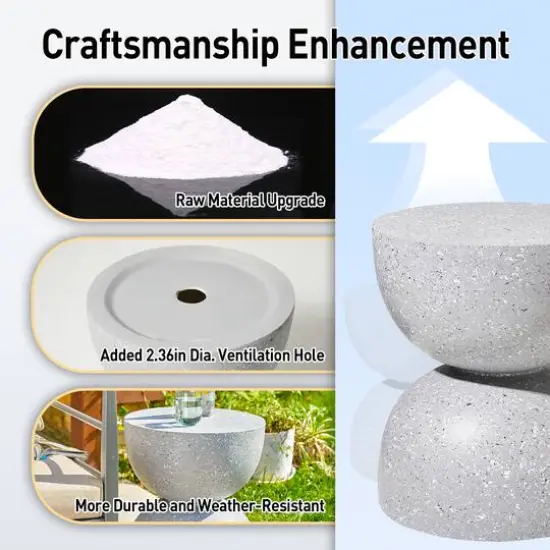 Glitzhome&reg; 18" Multi-Functional Terrazzo Garden Stool Gray {10}