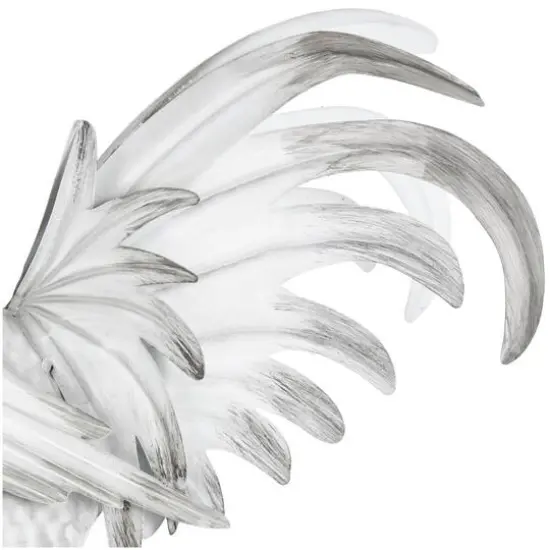17.5" White Metal Rooster Garden Sculpture {6}
