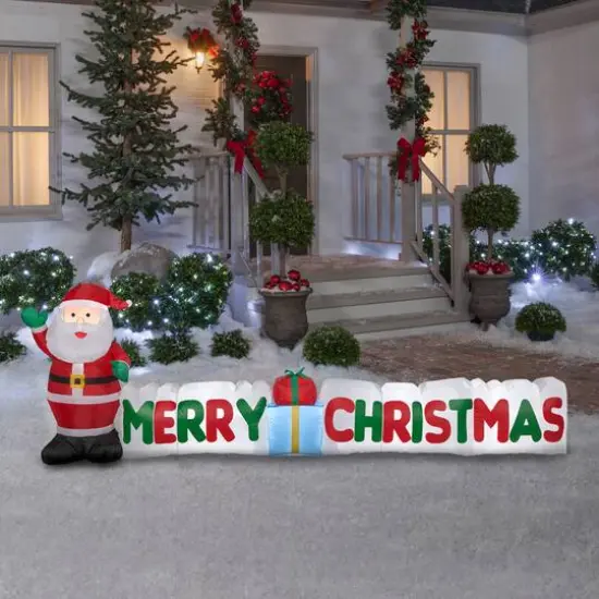 9ft. Airblown&reg; Inflatable Merry Christmas Sign with Santa {3}