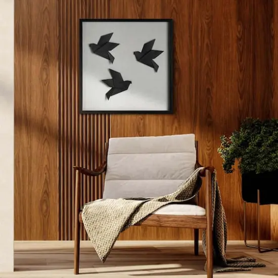 American Art Decor Silhouettes in Flight Paper & Linen Wall Art - 18" x 18" {3}