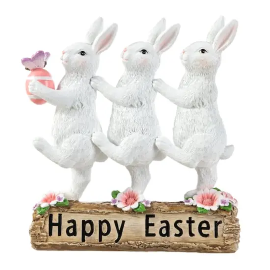 Glitzhome&reg; 9.25" Easter Triple Bunny Table D&eacute;cor {1}