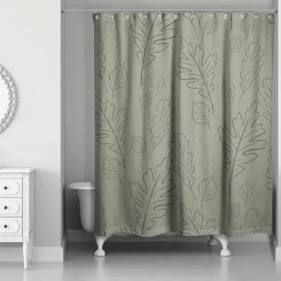 Green Large Leaves Shower Curtain {3}