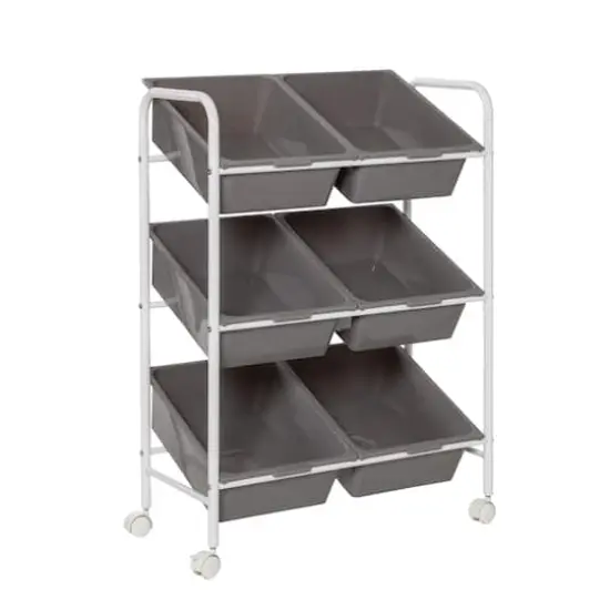 Honey Can Do Gray/White 6-Bin Rolling Cart {1}
