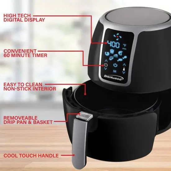 Brentwood 4-qt. 1400 Watt Electric Digital Air Fryer {6}