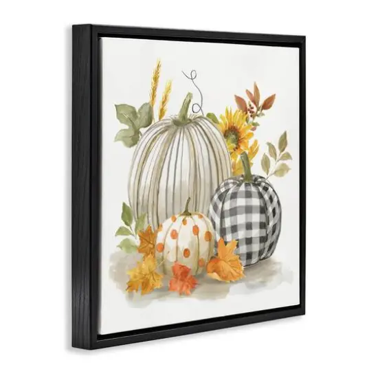 Stupell Industries Patterned Pumpkins Autumn Harvest Floater Framed Art Black {4}