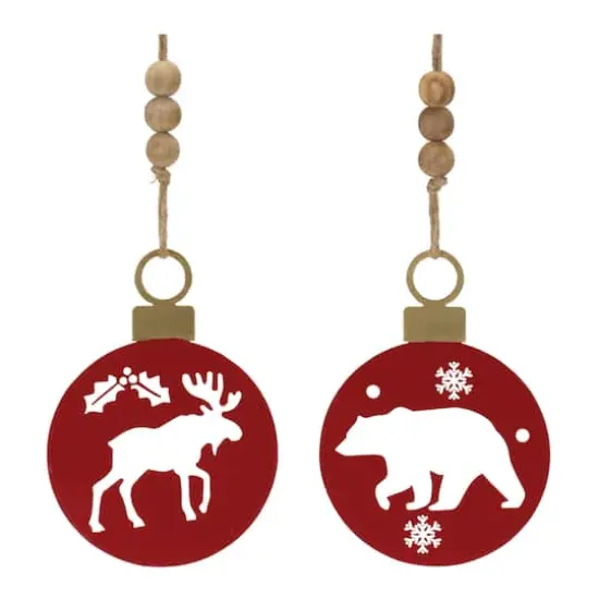 Metal Cut Out Bear & Moose Ornament Set {4}