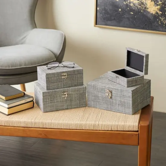 Fabric Decorative Storage Box Set Gray {3}