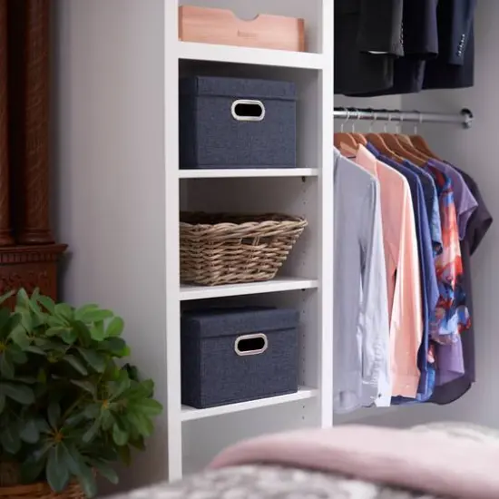 Household Essentials 15" Denim Blue Collapsible Cotton Blend Storage Box with Lid, 2ct. {3}