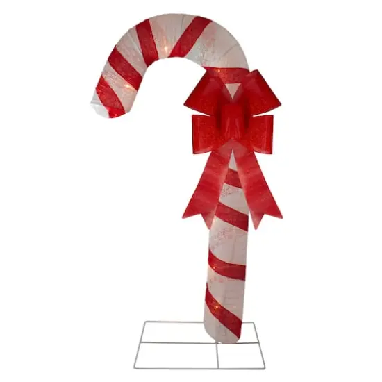 6ft. Pre-Lit Red & White Glitter Candy Cane Christmas Outdoor D&eacute;cor {1}