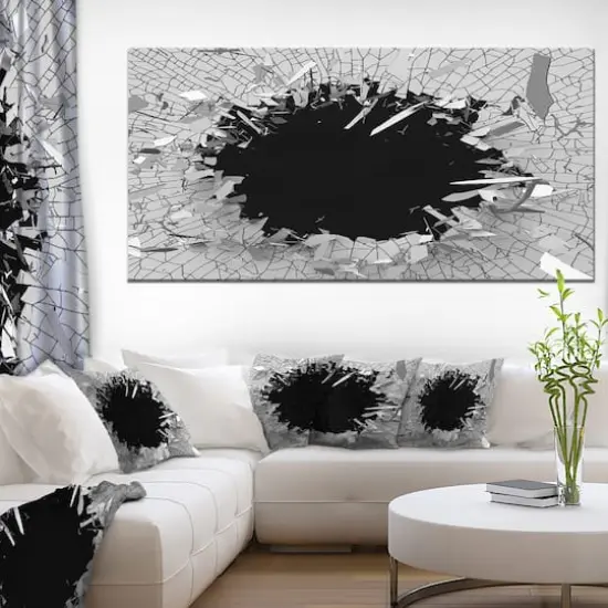 Designart - Abstract Broken Wall 3D Design - Oversized Abstract Canvas Wall Art {4}