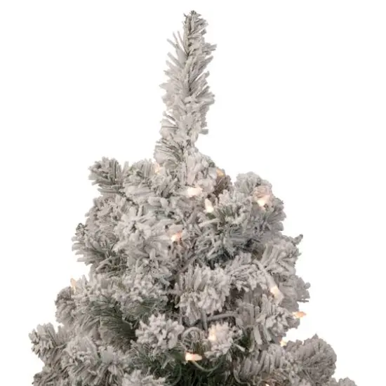 3ft. Pre-Lit Heavily Flocked Madison Pine Medium Artificial Christmas Tree, Clear Lights {4}