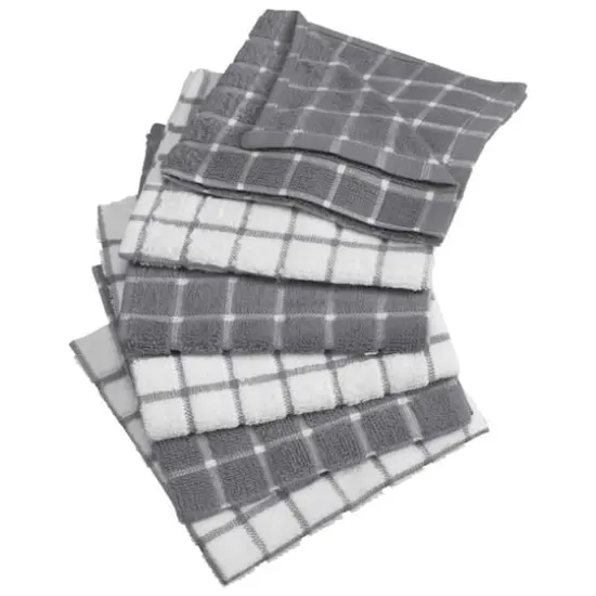 DII&reg; Gray Combo Windowpane Dishcloths, 6ct. {1}