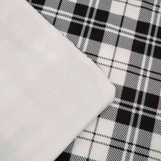 Glitzhome&reg; Polar Fleece Black & White Plaid Reversible Duvet Cover {6}