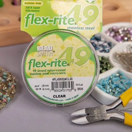 The Beadsmith&reg; Flex-rite&reg; 0.024" Clear 49 Strand Wire, 30ft. {8}