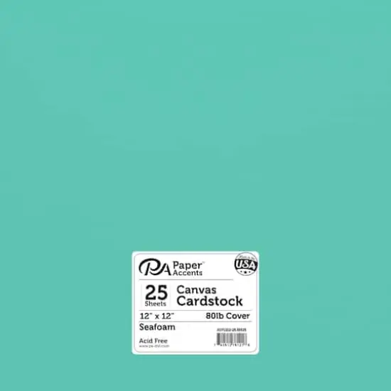 PA Paper&trade; Accents 12" x 12" 80lb. Canvas Cardstock Paper, 25 Sheets Seafoam {1}
