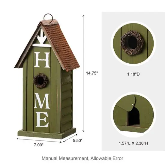 Glitzhome&reg; 14.75" Distressed Wood HOME Birdhouse {4}