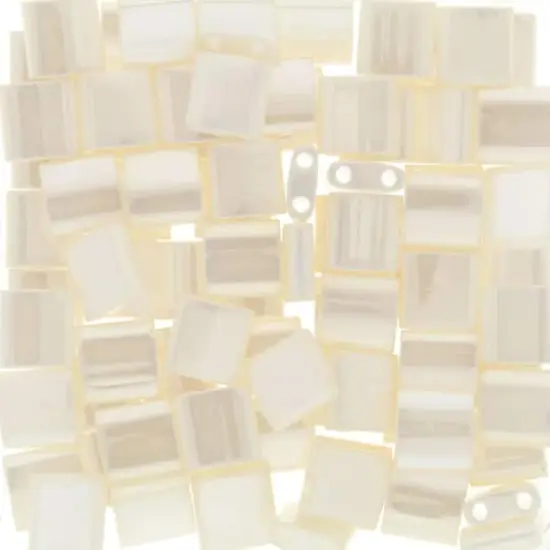 Miyuki&reg; Tila&reg; 5mm 2-Hole Square Glass Seed Beads Antique Ivory Pearl {1}