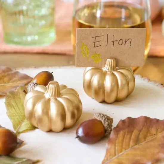 Kate Aspen&reg; Mini Gold Pumpkin Place Card Holder Set {8}