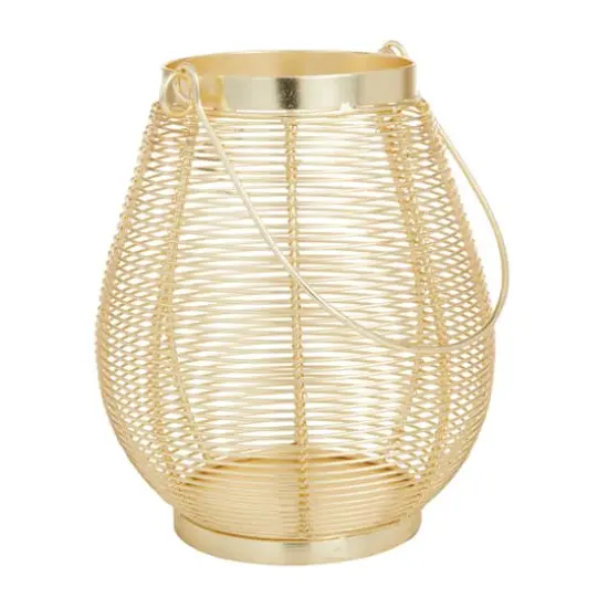Gold Iron Glam Lantern, 9" x 7" x 7" {4}