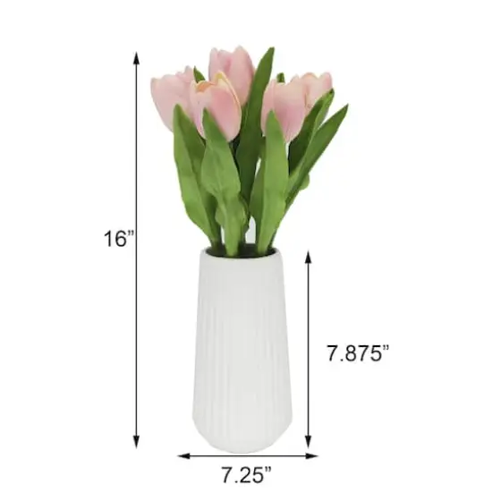 Flora Bunda&reg; 8" Real-Touch Tulips In Ceramic Vase {3}
