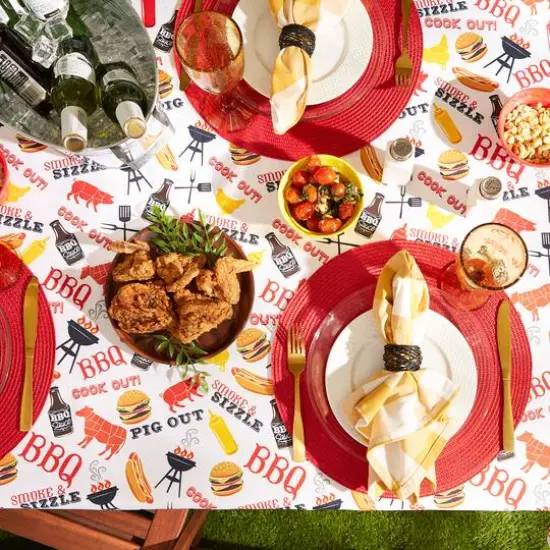 BBQ Fun Print Outdoor Tablecloth 60" x 120" {6}
