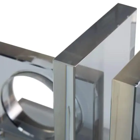 6" Silver Crystal Geometric Square Bookends with Circle Cut Outs Set {5}