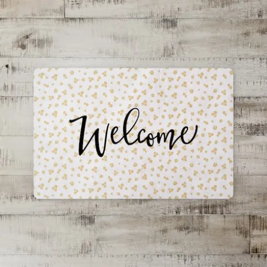 Daisy Print Welcome Floor Mat Yellow {3}