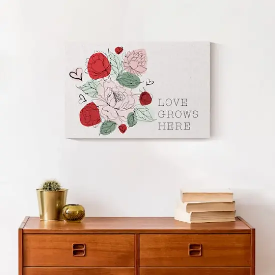 Love Grows Here Floral Canvas Wall Art {3}