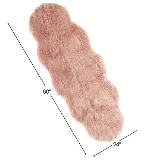 Hastings Home Faux Sheepskin Fur Rug Pink {5}