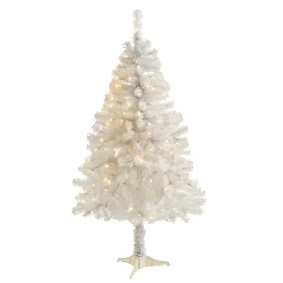 4ft. Pre-Lit White Artificial Christmas Tree, Clear LED Lights {1}
