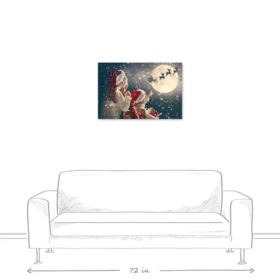 Magical Santa Sleigh Scene Canvas Wall Art {6}