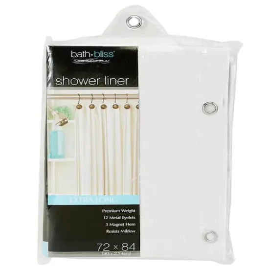 Bath Bliss Extra Long White Shower Liner {3}