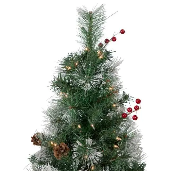4ft. Pre-Lit Frosted Carolina Berry Spruce Artificial Christmas Tree, Clear Lights {6}