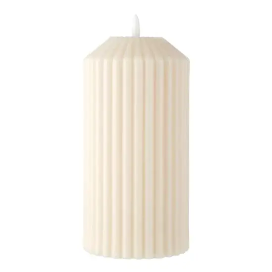 8" Ribbed Wax LED Pillar Candle by Ashland&reg; Ivory {1}