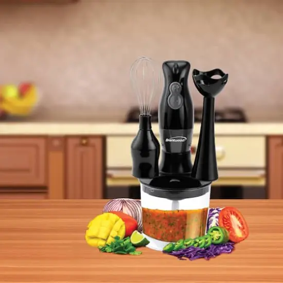 Brentwood Black 2-Speed Hand Blender & Food Processor with Balloon Whisk {8}