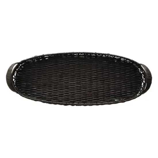 Hello Honey&reg; 2.5ft. Black Hand-Woven Rattan Tray with Handles {8}