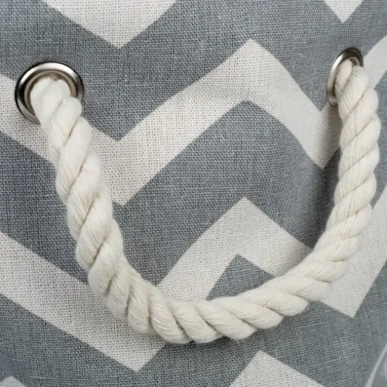 DII&reg; 15" Round Chevron Fabric Bin Gray {4}