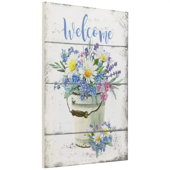 16" Spring Floral Welcome Wall Sign {4}