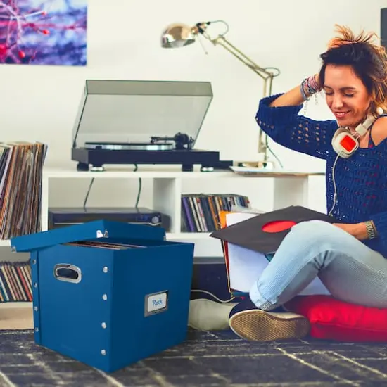 12" Snap-N-Store Vinyl Record Storage Box Classic Blue {7}