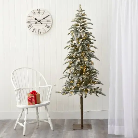 6.5ft. Pre-Lit Washington Alpine Artificial Christmas Tree, White Warm LED Lights {9}
