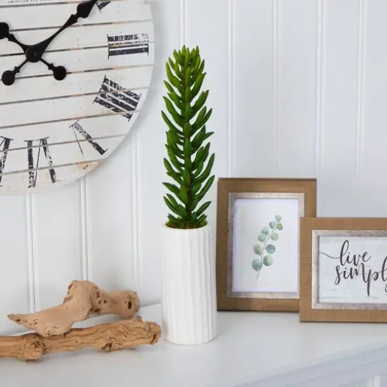 19" Succulent Artificial Plant in White Planter {4}