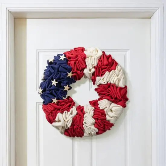 Glitzhome&reg; 18" Americana Round Fabric Wreath {3}