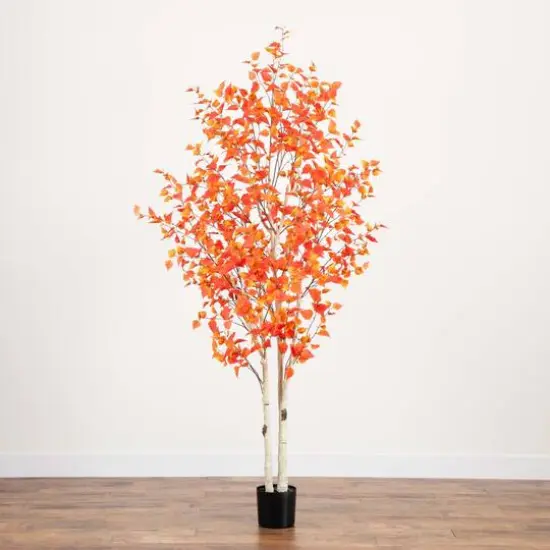 8ft. Potted Artificial Autumn Birch Tree {8}