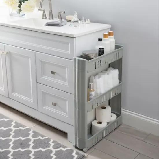 Simplify 3-Tier Slim Slide-Out Storage Cart Gray {4}