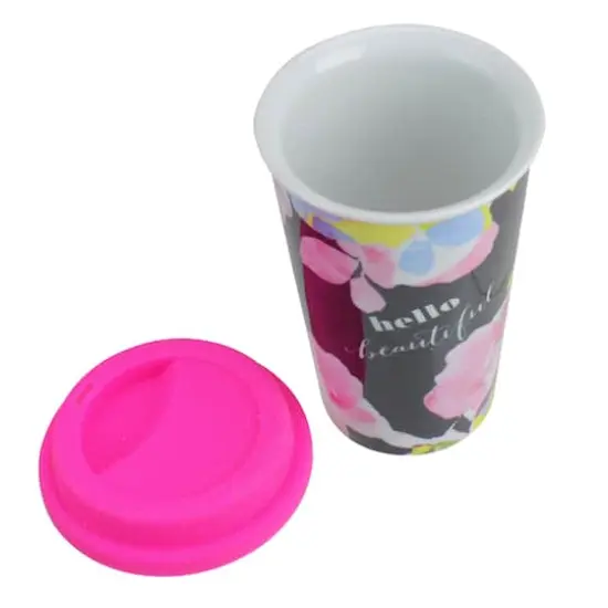 Double Insulated Hello Beautiful Ceramic Travel Mug {3}