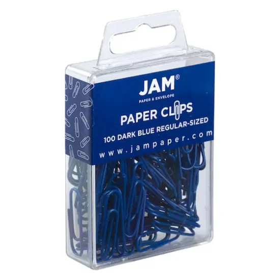 JAM Paper 1" Colorful Standard Paper Clips, 2 Packs of 100 Dark Blue {4}