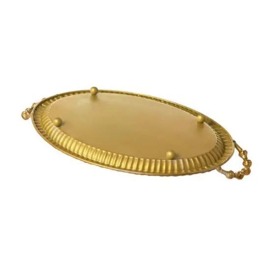 Glitzhome&reg; Gold Oval Metal Mirrored Decorative Trays Set {7}