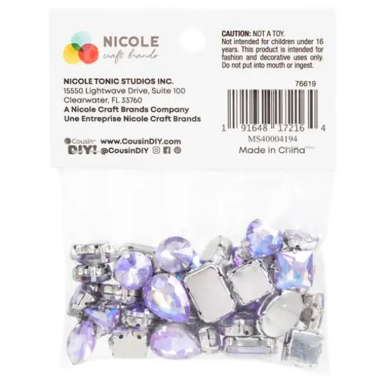 CousinDIY Silver Mocha Light Amethyst AB Glass Sew-On Rhinestones, 38ct. {7}